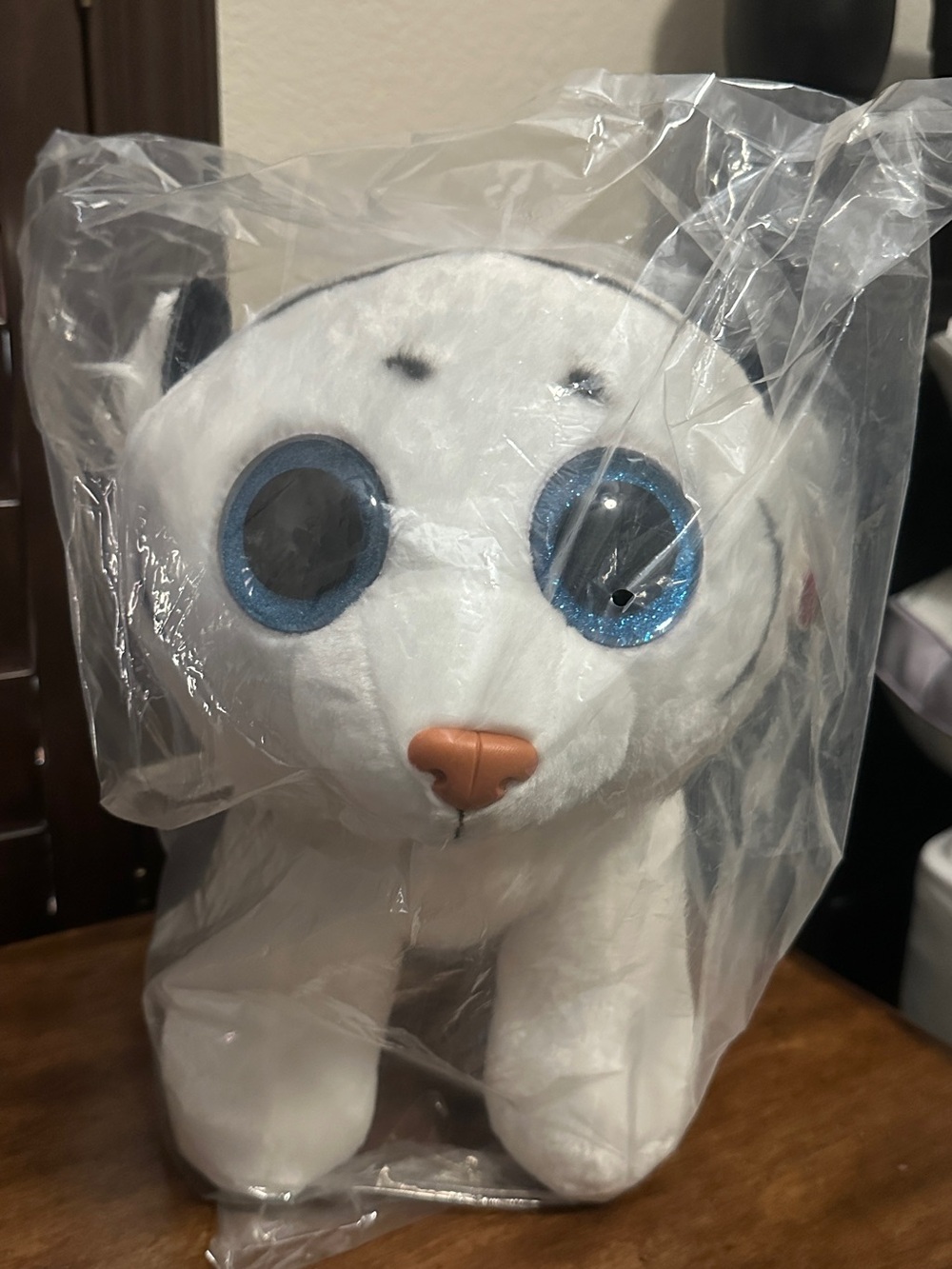 Ty new 16” White Plush Tiger with Blue Eyes